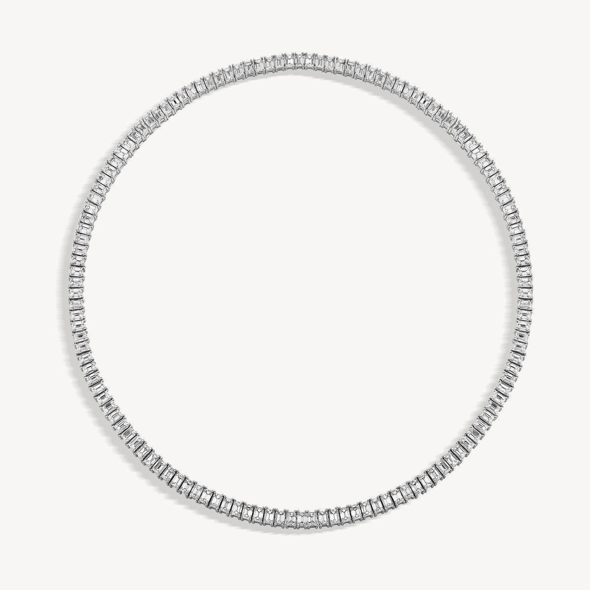 Emerald Cut Diamond Tennis Necklace
