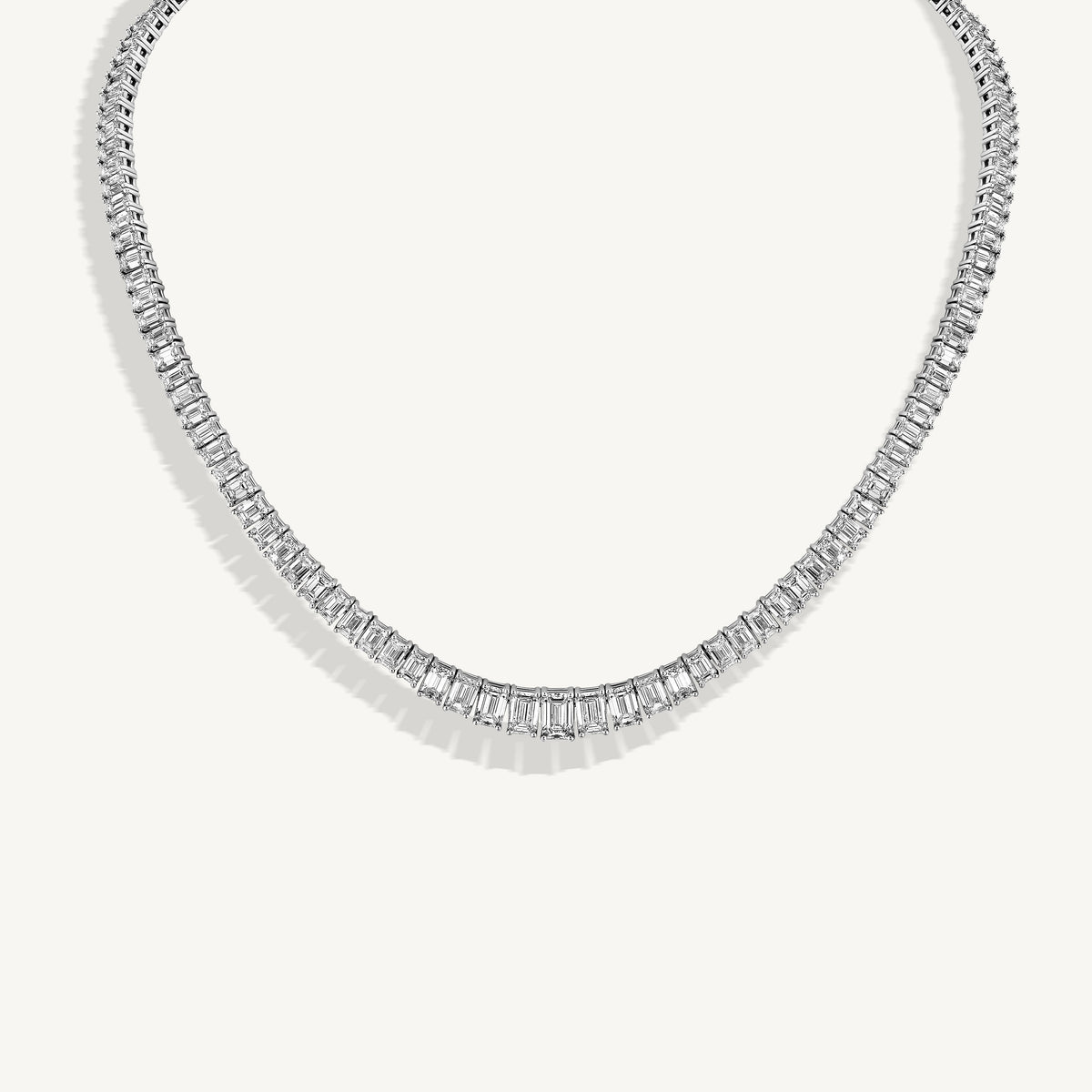 Graduating Emerald Cut Diamond Tennis Necklace