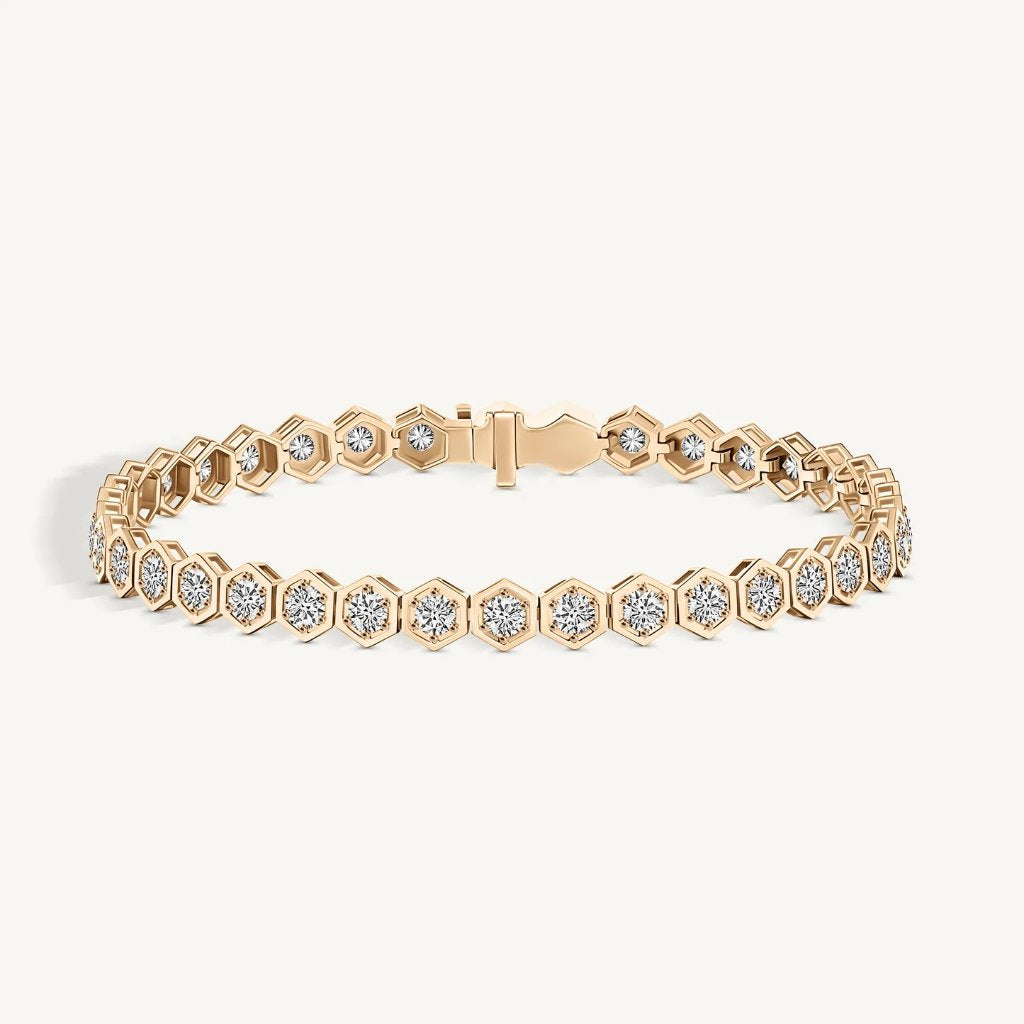 Hexagonal Round Diamond Tennis Bracelet