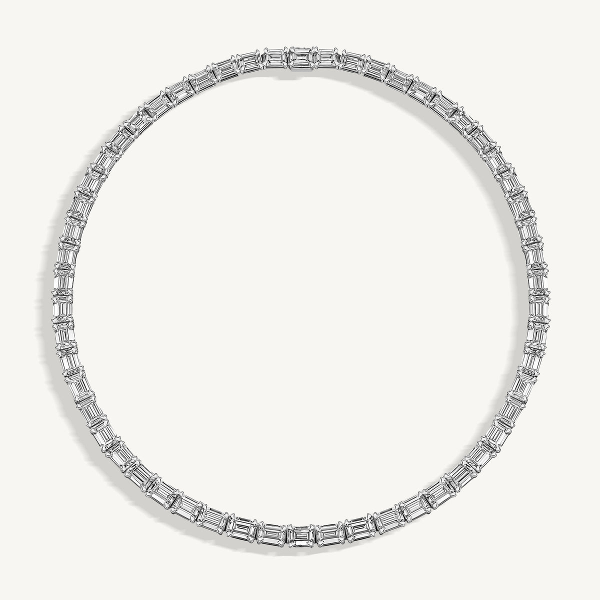 East West Emerald Diamond Tennis Necklace