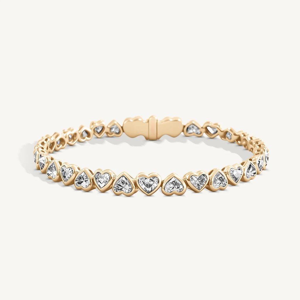 Heart Bezel Set Diamond Tennis Bracelet