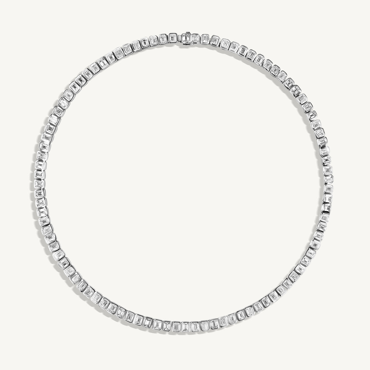 Emerald Diamond Bezel Set Tennis Necklace